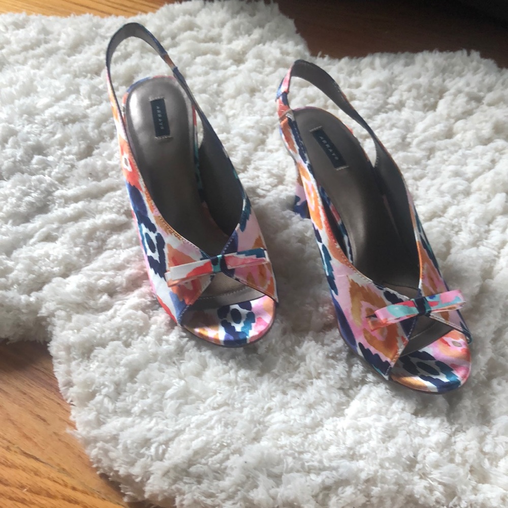 Watercolor Floral Slingback Heels